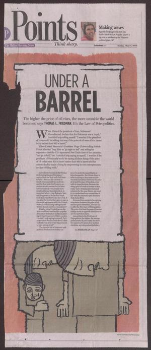 Primary view of object titled '[Clipping: Under a barrel]'.