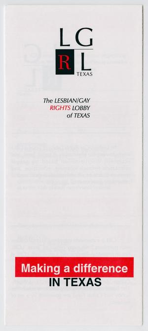 Primary view of object titled '[Lesbian Gay Rights Lobby of Texas pamphlet]'.