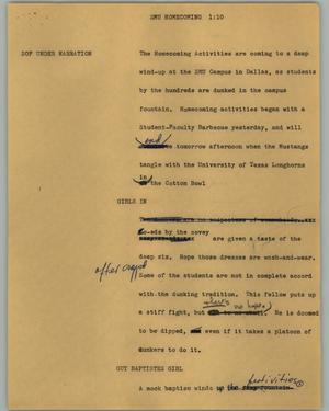 Primary view of object titled '[News Script: SMU homecoming]'.