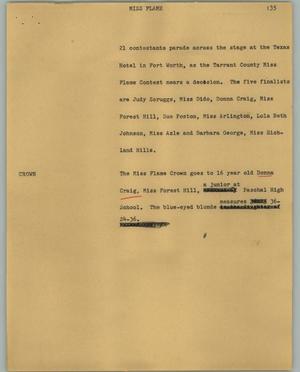 Primary view of object titled '[News Script: Miss flame]'.