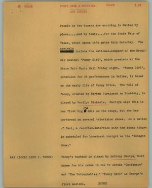 Primary view of object titled '[News Script: Funny girl & mounties]'.