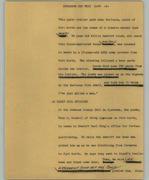 Primary view of object titled '[News Script: Burleson sex mess]'.