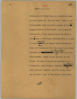 Primary view of object titled '[News Script: Scout]'.
