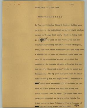 Primary view of object titled '[News Script: Speck trial]'.