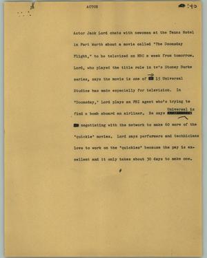Primary view of object titled '[News Script: Actor]'.