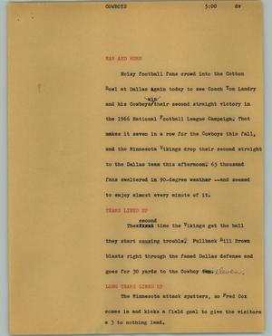 Primary view of object titled '[News Script: Cowboys]'.