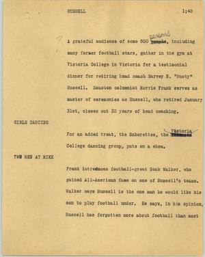 Primary view of object titled '[News Script: Russell]'.