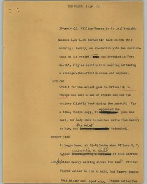 Primary view of object titled '[News Script: The chase]'.