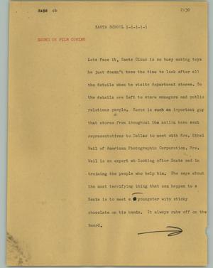 Primary view of object titled '[News Script: Santa school]'.