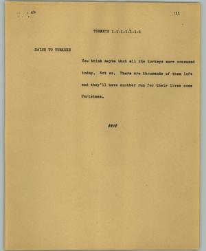 Primary view of object titled '[News Script: Turkeys]'.