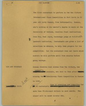 Primary view of object titled '[News Script: Van Cliburn]'.