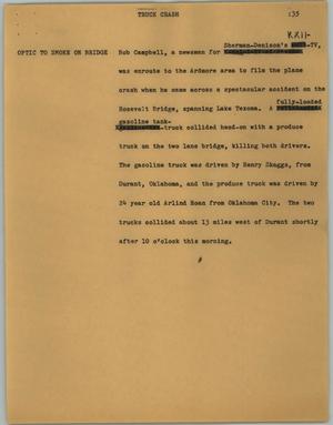 Primary view of object titled '[News Script: Truck crash]'.