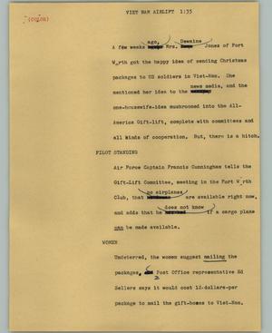 Primary view of object titled '[News Script: Vietnam airlift]'.