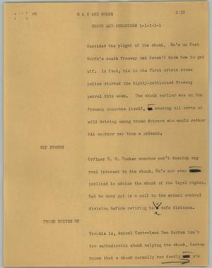 Primary view of object titled '[News Script: Skunk and armadillo]'.