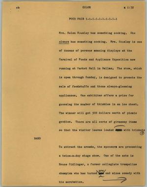 Primary view of object titled '[News Script: Food fair]'.