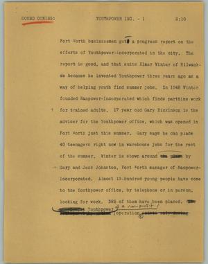 Primary view of object titled '[News Script: Youthpower Inc. ]'.