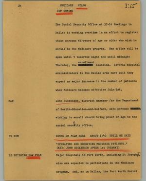 Primary view of object titled '[News Script: Medicare]'.