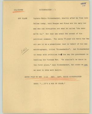 Primary view of object titled '[News Script: Rickenbacker]'.