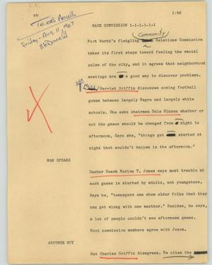 Primary view of object titled '[News Script: Race commission]'.