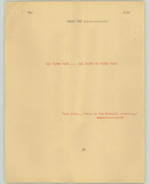 Primary view of object titled '[Cue Sheet and Script: Sound Tax]'.
