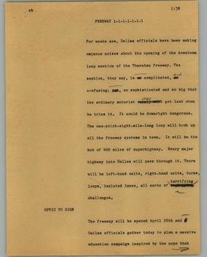 Primary view of object titled '[News Script: Freeway]'.