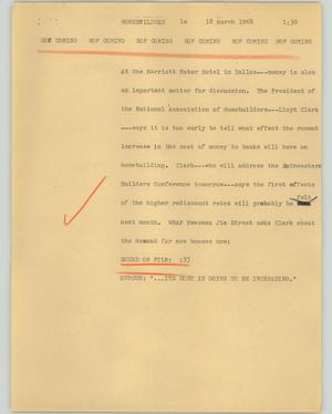 Primary view of object titled '[News Script: Homebuilders]'.
