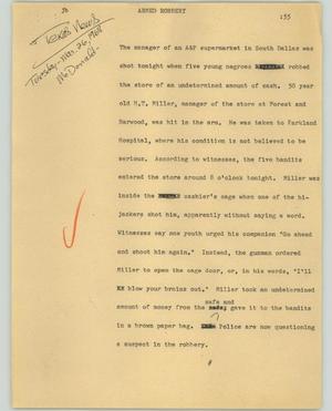 Primary view of object titled '[News Script: Armed robbery]'.