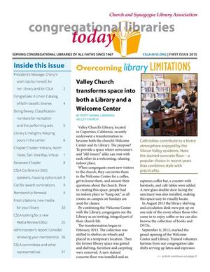 Primary view of object titled 'Congregational Libraries Today, Volume 48, Number 1, 2015'.