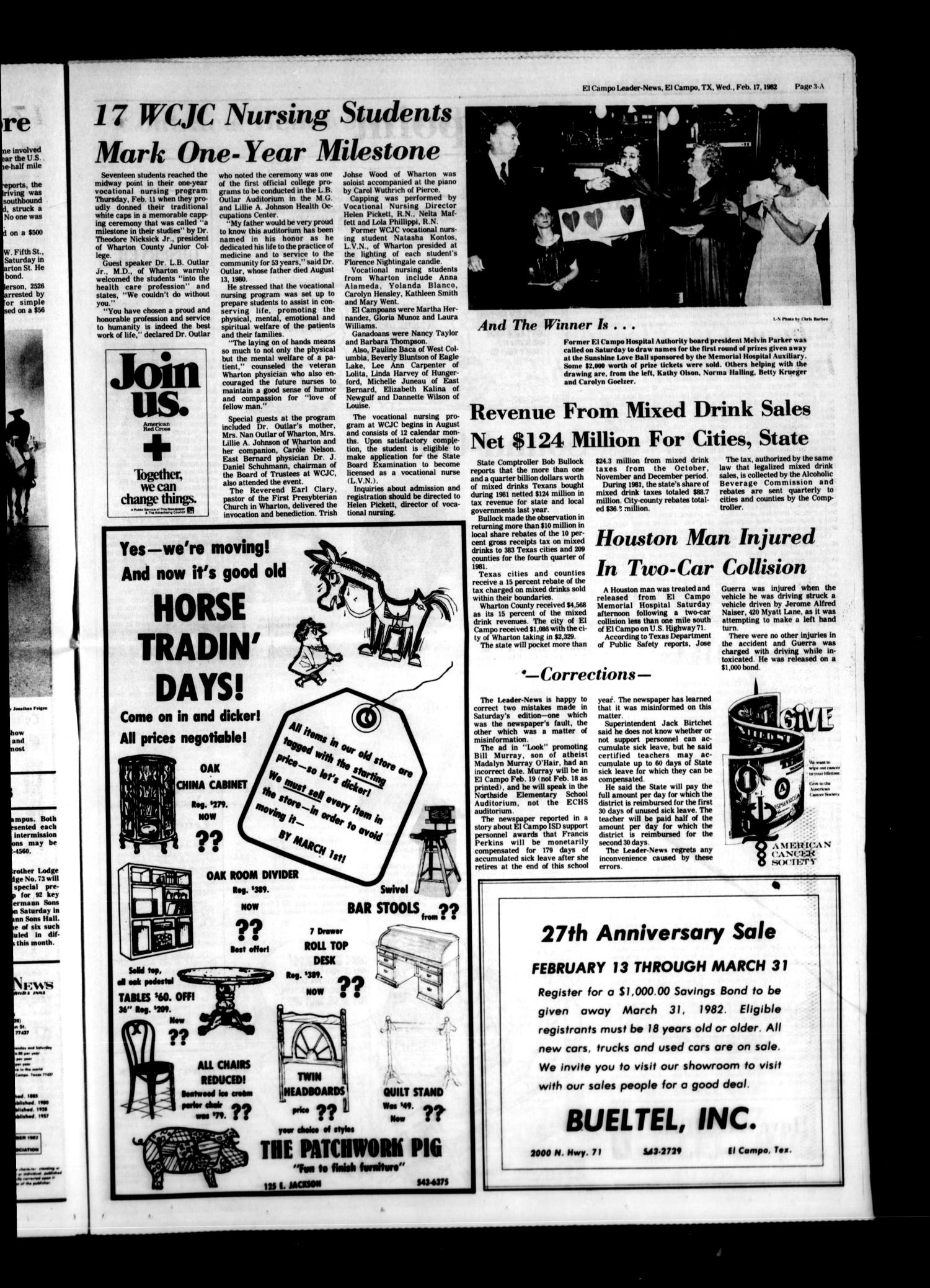 El Campo Leader-News (El Campo, Tex.), Vol. 97, No. 94, Ed. 1 Wednesday, February 17, 1982
                                                
                                                    [Sequence #]: 3 of 37
                                                
