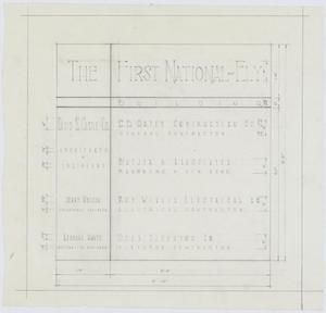 Primary view of object titled 'First National Ely Bank, Abilene, Texas: Name Plaque'.