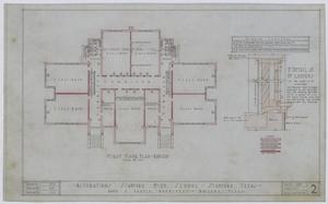 Primary view of object titled 'Stamford High School Alterations, Stamford, Texas: First Floor Plan & Louver Detail'.