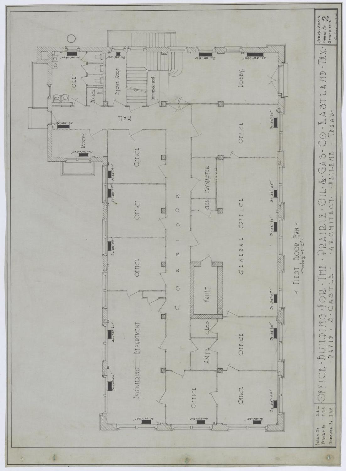 Prairie Oil and Gas Company Office Building, Eastland, Texas: First Floor Plan
                                                
                                                    [Sequence #]: 1 of 2
                                                
