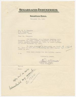 Primary view of object titled '[Letter from Thos. L. James to D. W. Kempner, December 20, 1949]'.
