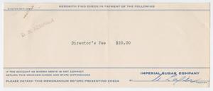Primary view of object titled '[Check Receipt for Director's Fee]'.