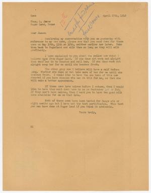Primary view of object titled '[Letter from D. W. Kempner to Thos. L. James, April 27, 1948]'.