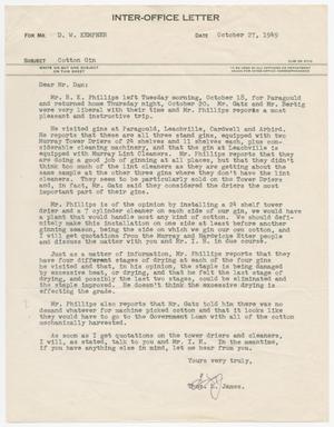 Primary view of object titled '[Letter from T. L. James to D. W. Kempner, October 27, 1949]'.