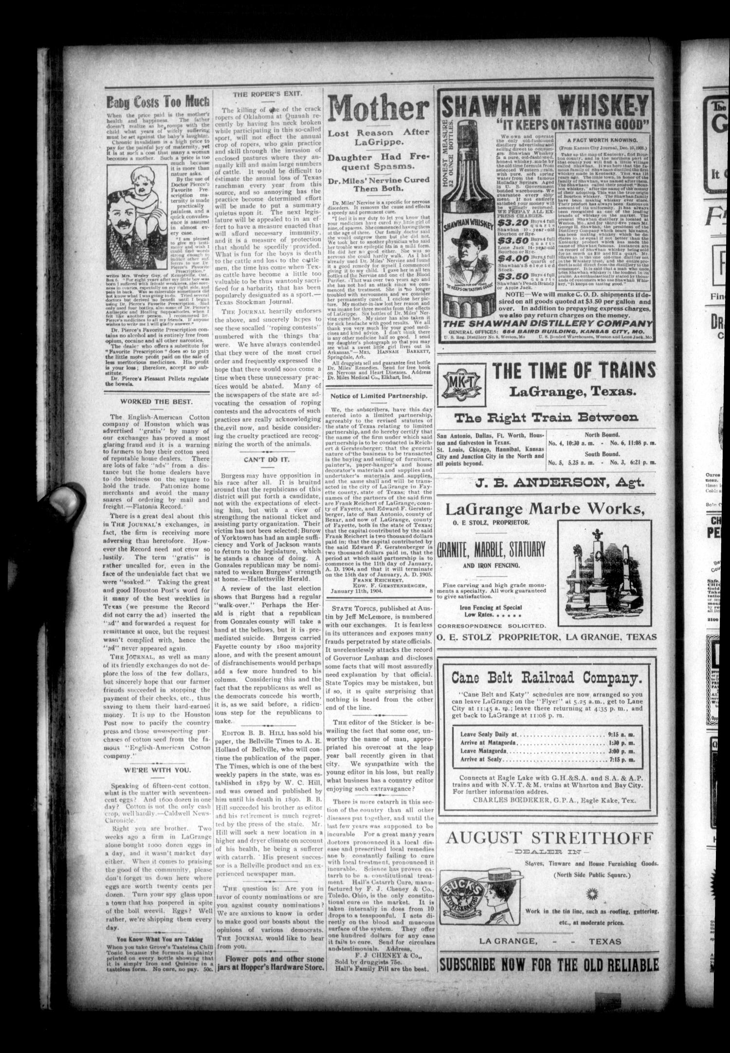 La Grange Journal. (La Grange, Tex.), Vol. 25, No. 8, Ed. 1 Thursday, February 25, 1904
                                                
                                                    [Sequence #]: 2 of 12
                                                
