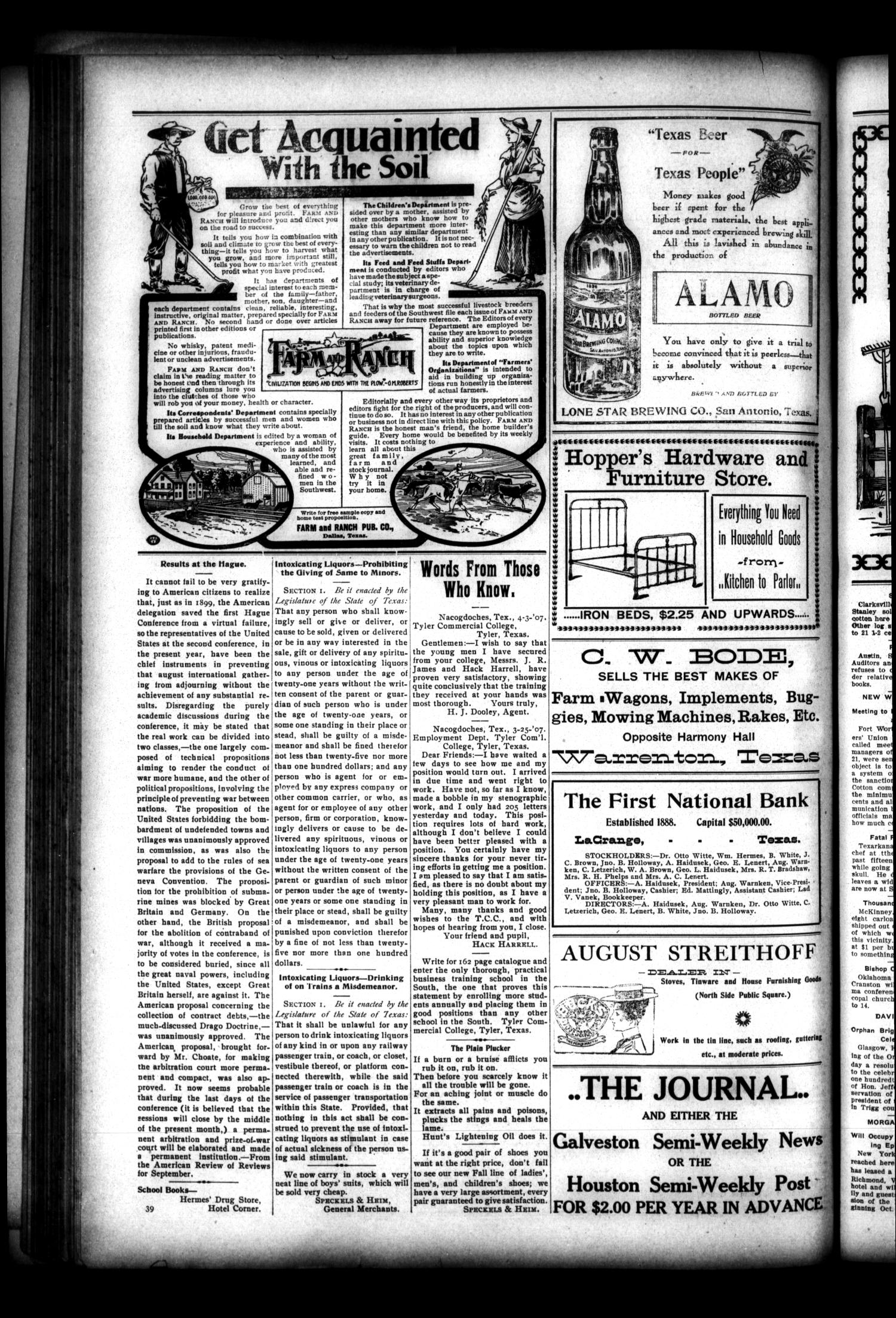 La Grange Journal. (La Grange, Tex.), Vol. 28, No. 38, Ed. 1 Thursday, September 19, 1907
                                                
                                                    [Sequence #]: 6 of 8
                                                
