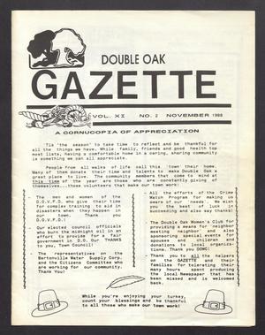 Primary view of object titled 'Double Oak Gazette (Double Oak, Tex.), Vol. 11, No. 2, Ed. 1, November 1988'.