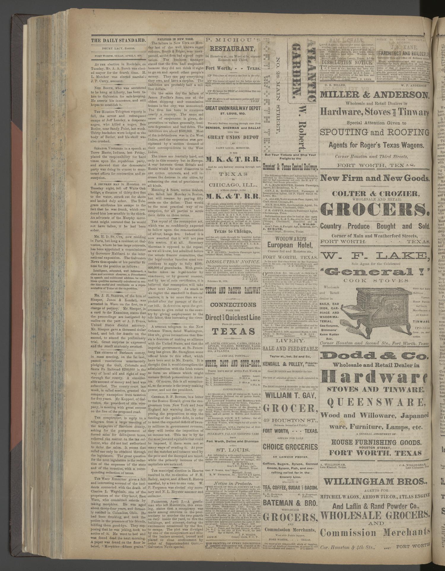 Fort Worth Daily Standard. (Fort Worth, Tex.), Vol. 2, No. 192, Ed. 1 Friday, April 5, 1878
                                                
                                                    [Sequence #]: 2 of 4
                                                