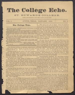 Primary view of object titled 'The College Echo. (Austin, Tex.), Vol. 1, No. 3, Ed. 1, January 1889'.
