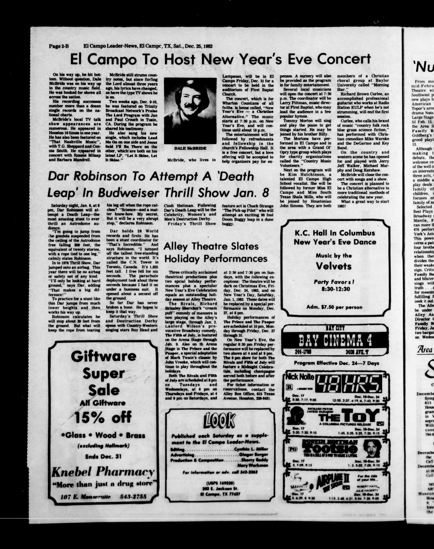 El Campo Leader-News (El Campo, Tex.), Vol. 98, No. 79, Ed. 1 Saturday, December 25, 1982
                                                
                                                    [Sequence #]: 15 of 29
                                                