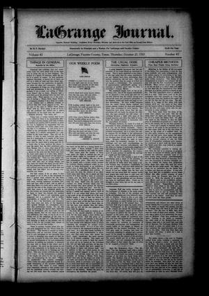 Primary view of La Grange Journal. (La Grange, Tex.), Vol. 42, No. 43, Ed. 1 Thursday, October 27, 1921