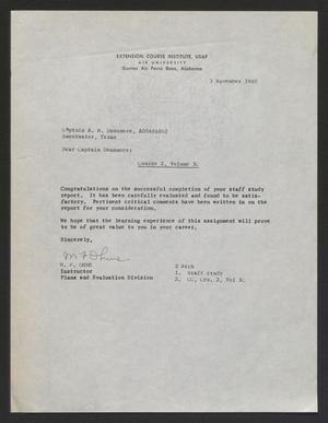 Primary view of object titled '[Letter from M. F. Ohme to A. N. Densmore, November 3, 1960]'.