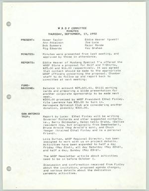 Primary view of object titled '[Minutes: WASP Committee Meeting, September 17, 1992]'.