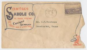 Primary view of object titled '[Envelope Addressed to D. W. Voorhies]'.