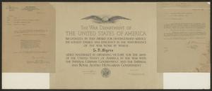 Primary view of object titled '[Award for Sam Myres from the U.S. War Department]'.