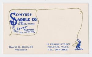 Primary view of object titled '[Business Card for David Duclos]'.