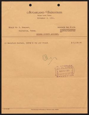 Primary view of [Invoice for Fifteen Hereford Heifers Sold to H. Kempner]