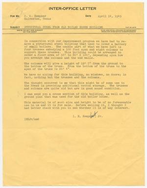 Primary view of object titled '[Letter from I. H. Kempner, Jr., to D. W. Kempner, April 14, 1949]'.